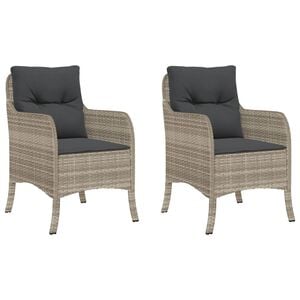 vidaXL havestole 2 stk. med hynder polyrattan lysegr&aring;