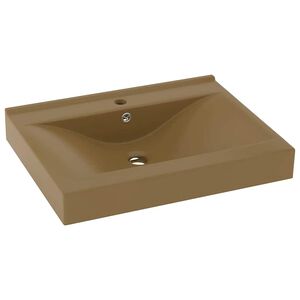 vidaXL luksuri&oslash;s h&aring;ndvask med vandhanehul 60x46 cm keramisk mat creme