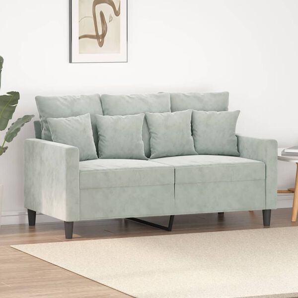 vidaXL 2-personers sofa 120 cm velour lysegr&aring;