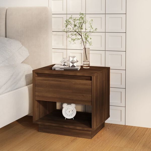 vidaXL sengeborde 2 stk. 45x34x44 cm konstrueret tr&aelig; brun egetr&aelig;