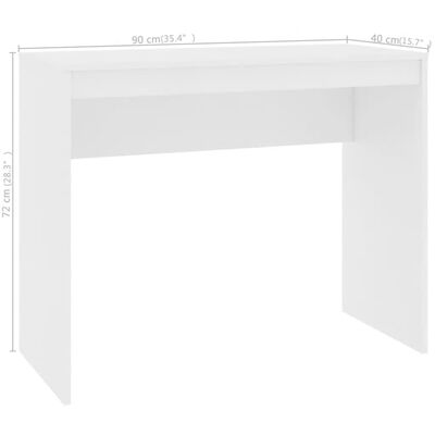 vidaXL skrivebord 90x40x72 cm konstrueret træ hvid