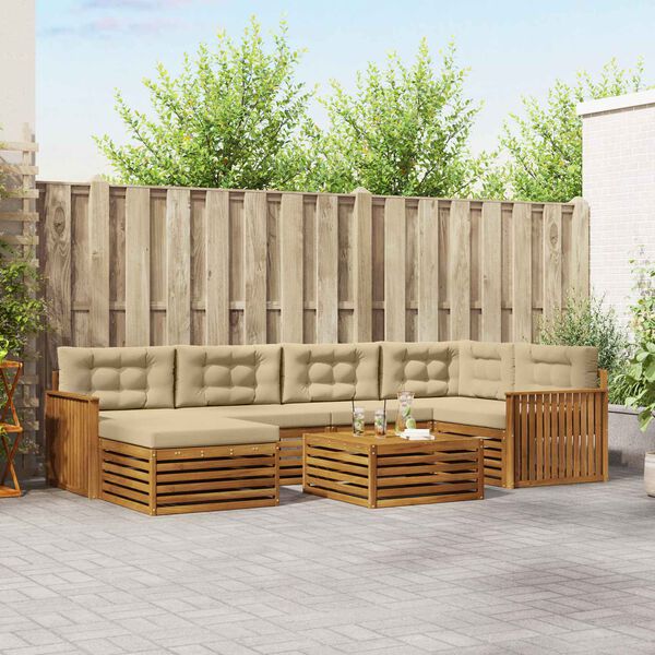 vidaXL Udend&oslash;rs sofagruppe med pude 7 pcs Naturlig og Beige