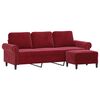 vidaXL 3-personers sofa med fodskammel 180 cm velour vinr&oslash;d