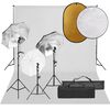 vidaXL fotostudies&aelig;t med lampes&aelig;t + baggrund og reflektor