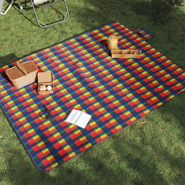 vidaXL picnictæppe 200x150 cm foldbart ternet fløjl flerfarvet
