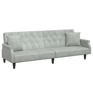 vidaXL sovesofa med arml&aelig;n velour lysegr&aring;