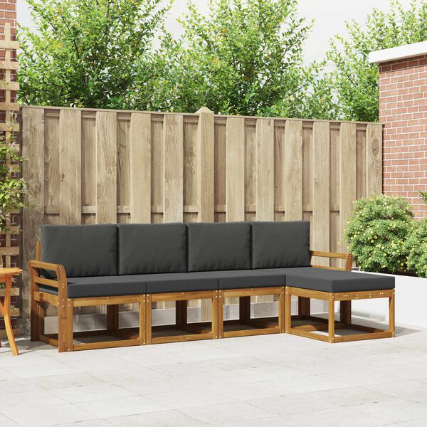 vidaXL Udend&oslash;rs sofagruppe med pude 5 pcs Naturlig og Antracit