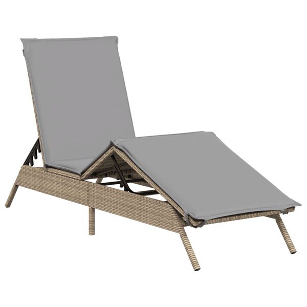 vidaXL liggestole 2 stk. med hynder polyrattan beige