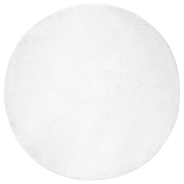 vidaXL Faux Kanin Pels T&aelig;ppe Olite Hvid &Oslash; 80 cm Polyester