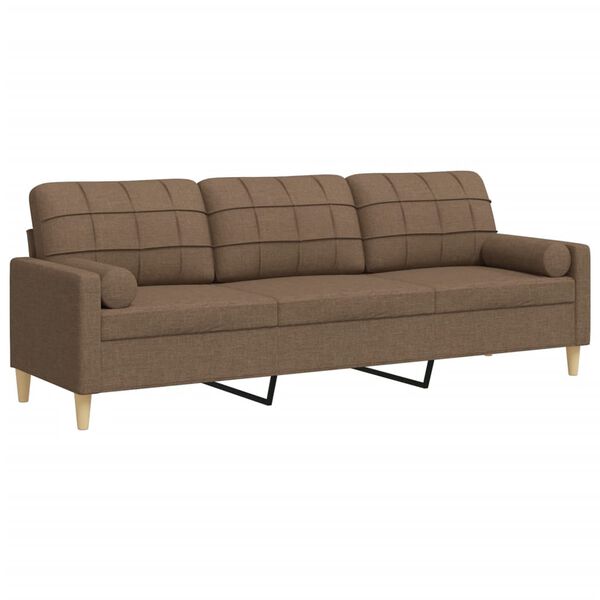 vidaXL 3-personers sofa med pyntepuder 210 cm stof brun