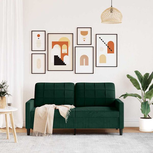 vidaXL 2-personers sofa 140 cm fl&oslash;jl m&oslash;rkegr&oslash;n