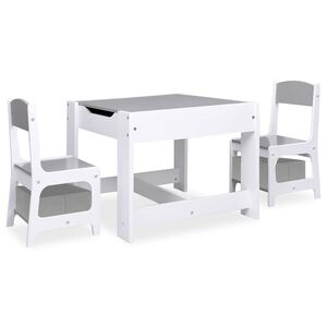 vidaXL b&oslash;rnebord med 2 stole MDF hvid