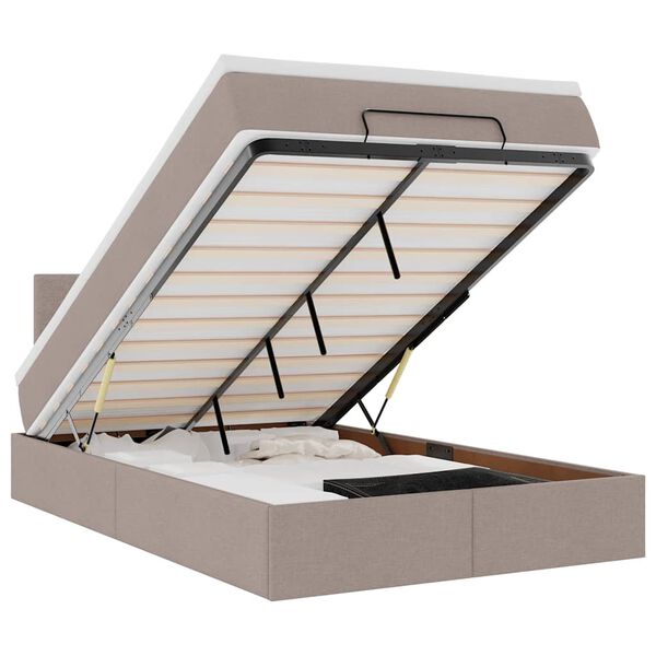 vidaXL ottoman seng med madras & LEDs 120x190cm stof gr&aring;brun