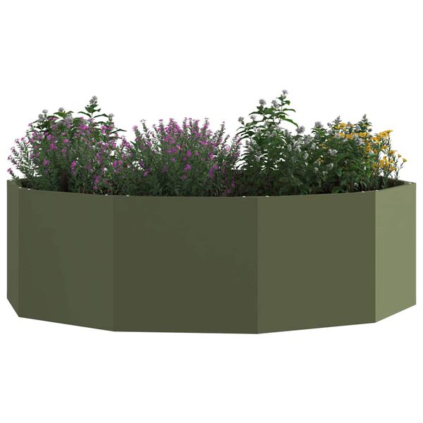 vidaXL Plantekasse Oliven gr&oslash;n 120 x 120 x 35 cm St&aring;l