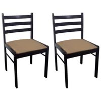vidaXL spisebordsstole 2 stk. massivt gummitræ og fløjl brun