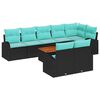 vidaXL Havesofa S&aelig;t 9 stk. Sort og turkis polyrattan