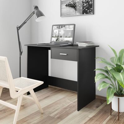 vidaXL skrivebord 100x50x76 cm konstrueret træ sort