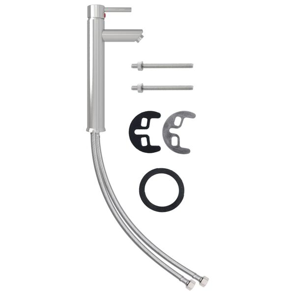 vidaXL blandingsbatteri til badeværelse 12x30 cm sølvfarvet