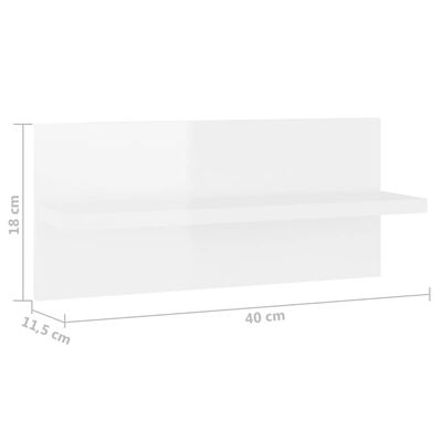 vidaXL væghylder 4 stk. 40x11,5x18 cm hvid højglans