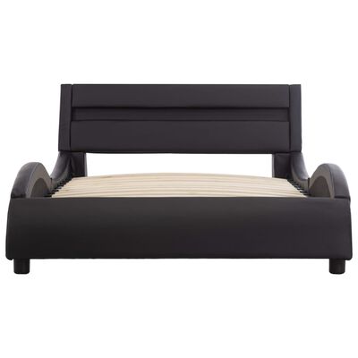 vidaXL sengestel med LED 100x200 cm kunstlæder sort