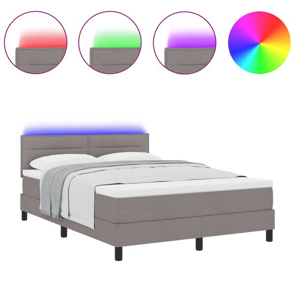 vidaXL Box spring seng med madras Gr&aring;brun 140 x 200 cm Stof