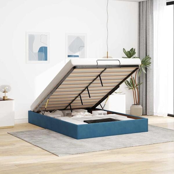 vidaXL osmannisk sengeramme uden madras 140x190 cm fløjl mørkeblå