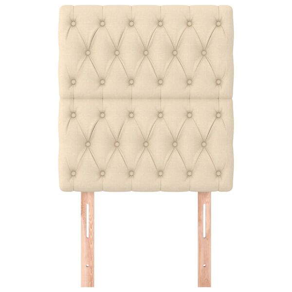 vidaXL sengegavl cremefarvet 80x7x118/128 cm stof