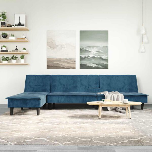vidaXL L-formet sovesofa 255x140x70 cm velour m&oslash;rkegr&oslash;n