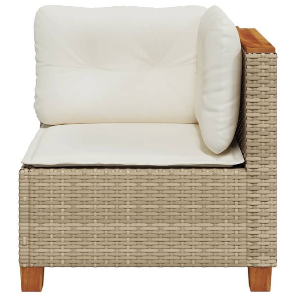 vidaXL hj&oslash;rnemodul til havesofa med hynder polyrattan beige