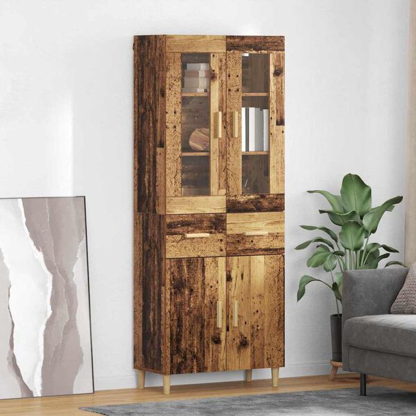 vidaXL Highboard Gammelt tr&aelig; 69,5 x 34 x 180 cm Konstrueret tr&aelig;