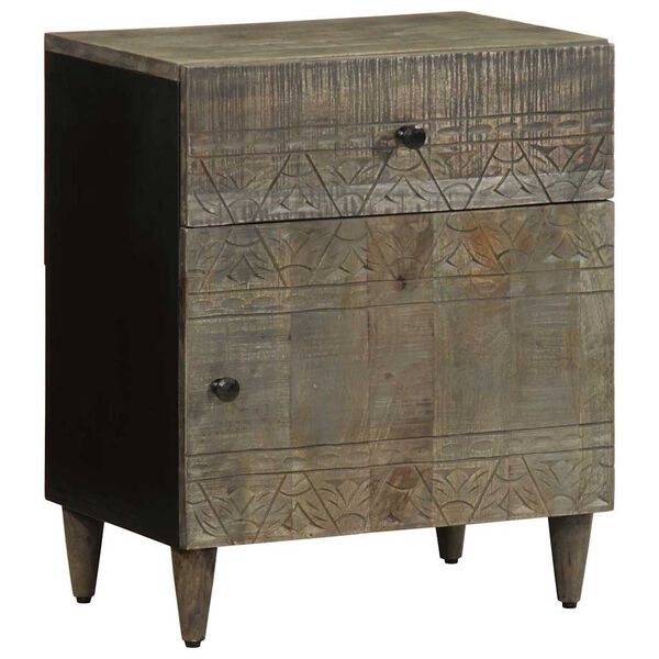 vidaXL sengebord 50x33x60 cm massivt mangotr&aelig; lysegr&aring;