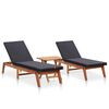 vidaXL liggestole 2 stk. med bord polyrattan og massivt akacietr&aelig;