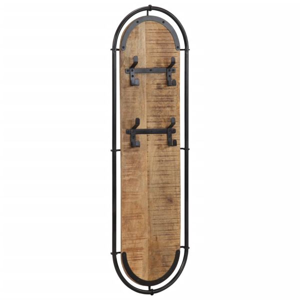 vidaXL væghængte knagerækker 2 stk. 4 knager massivt ru mangotræ