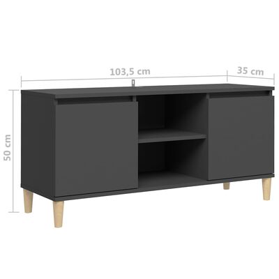 vidaXL tv-bord med massive træben 103,5x35x50 cm grå