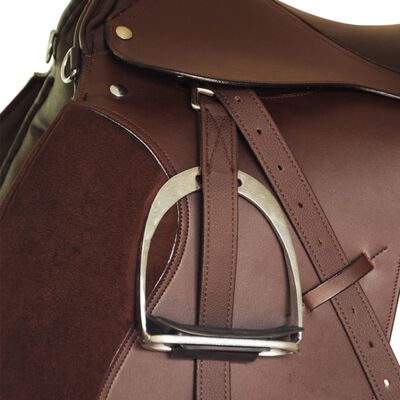 vidaXL 5-i-1 sadelsæt til heste 16" ægte læder brun 14 cm