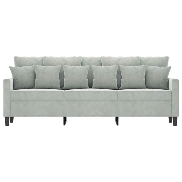 vidaXL 3-personers sofa 180 cm velour lysegr&aring;