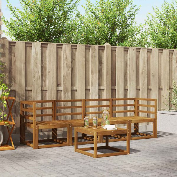 vidaXL Udend&oslash;rs sofagruppe 5 pcs Naturfarvet Massivt Akacietr&aelig;