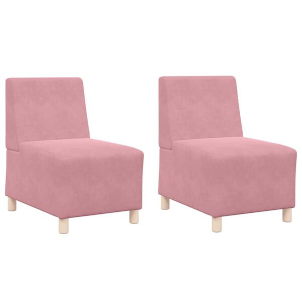 vidaXL Modulsofa enhed uden arme 2 pcs Lyser&oslash;d 55 x 74 x 82 cm Fl&oslash;jl