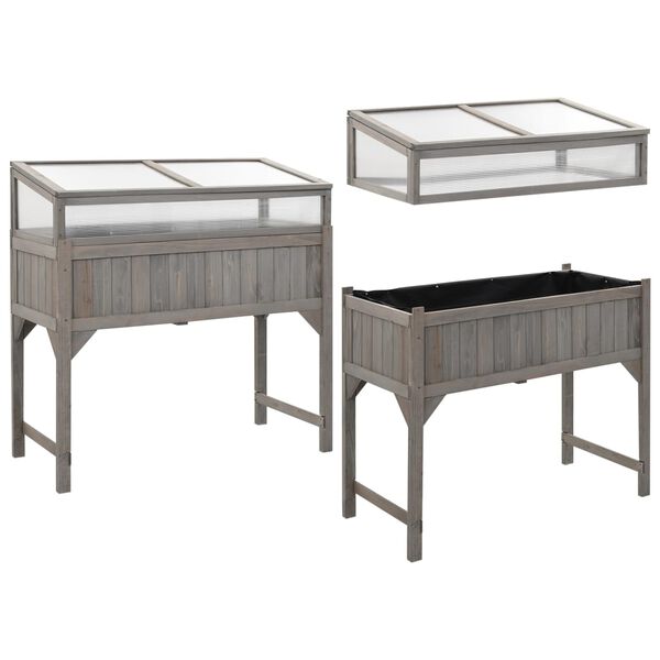 vidaXL højbed med drivhus 110x54x120 cm massivt grantræ