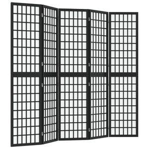 vidaXL 5-panels rumdeler 200x170 cm foldbar japansk stil sort