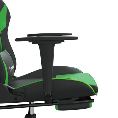 vidaXL gamingstol m. massagefunktion og fodstøtte kunstlæder sort grøn