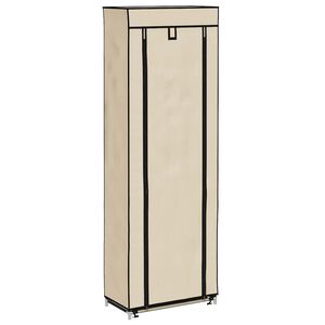 vidaXL skoskab med overtr&aelig;k 57 x 29 x 162 cm stof cremefarvet