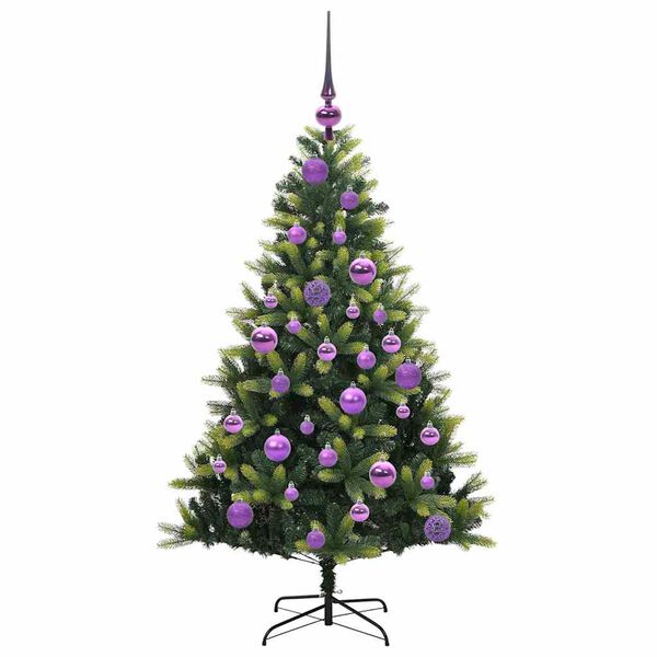 vidaXL Kunstig h&aelig;ngslet juletr&aelig; med 150 LED-lys Gr&oslash;n 120 cm PVC og PE