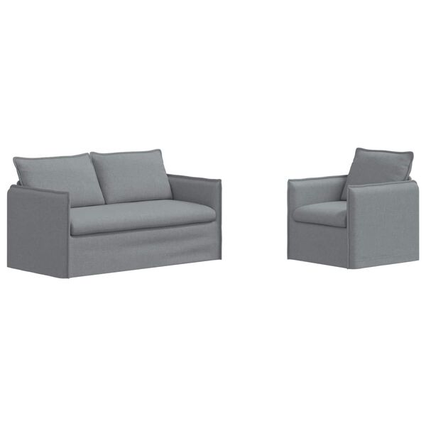 vidaXL Sofa 2 pcs Lysegr&aring; 196 x 82 x 85 cm Stof