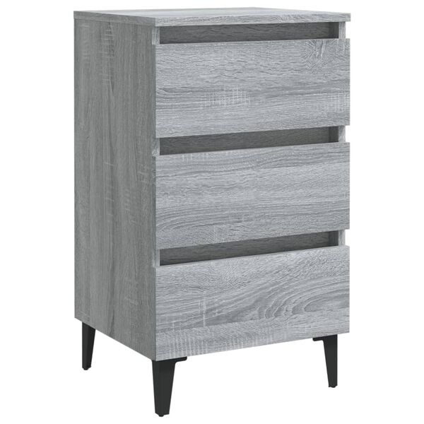 vidaXL sengeborde 2 stk. med metalben 40x35x69 cm grå sonoma-eg