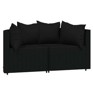 vidaXL hj&oslash;rnemoduler til havesofa 2 stk. med hynder polyrattan sort