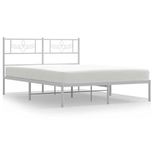 vidaXL sengeramme med sengegavl 135x190 cm metal hvid