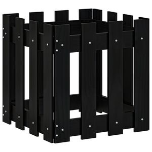 vidaXL plantekasse med stakitdesign 40x40x40 cm massivt fyrretr&aelig; sort