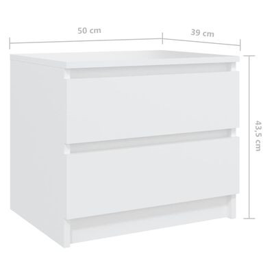 vidaXL sengeskab 50x39x43,5 cm spånplade hvid