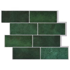 vidaXL Subway flise 10 pcs M&oslash;rkegr&oslash;n 29 x 21 cm Polyurethan og PET